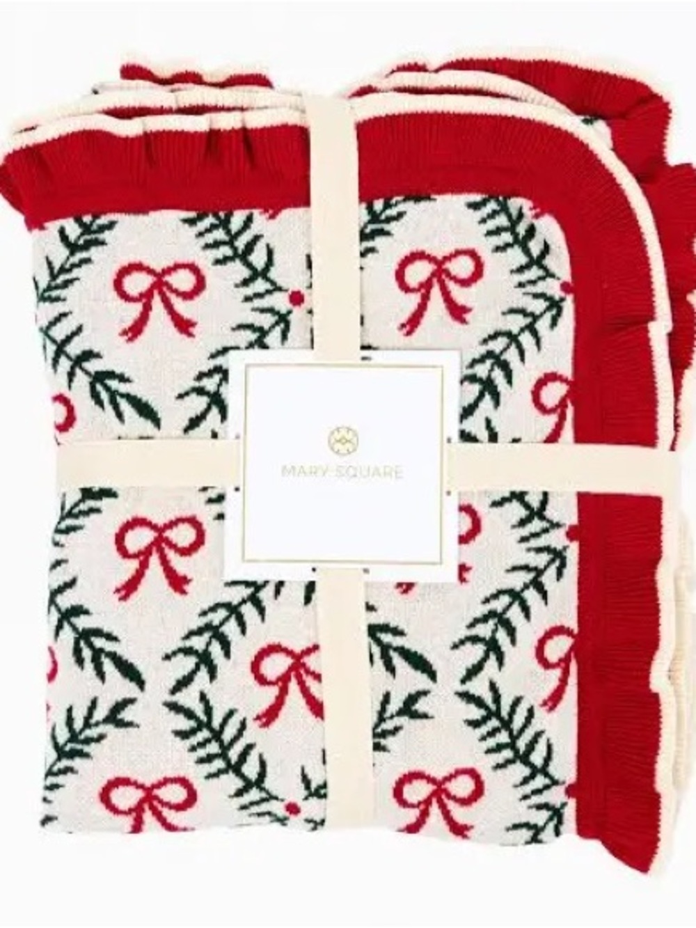 Mary Square Holiday Trellis Throw Blanket